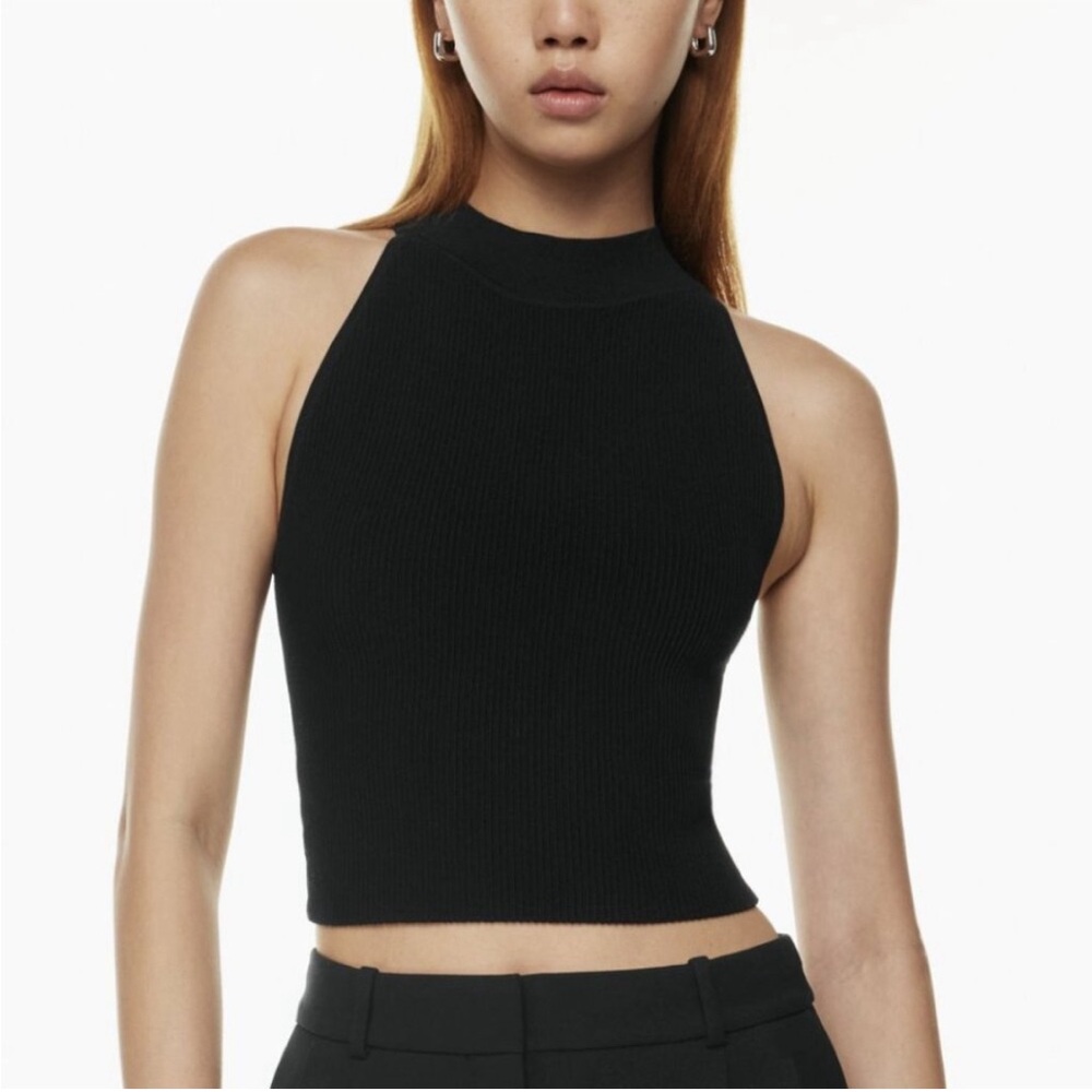 Babaton sculpt knit mockneck halter top 2xs